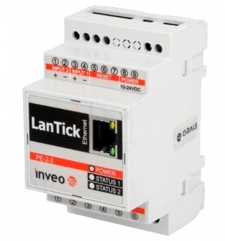 LanTick PE-2-2 - Ethernet Relay Digital IO Unit with Web, Modbus TCP, KNX-IP