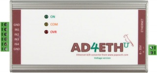 AD4ETH - Ethernet Analogue Input unit with Web Server, email, SNMP, XML and ModbusTCP