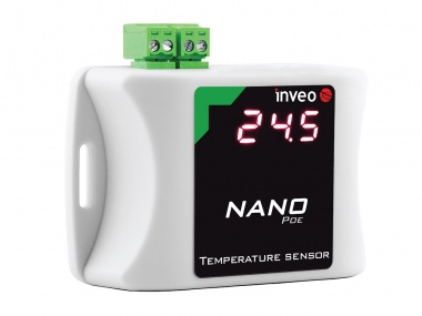 NANO_TEMP_POE - Ethernet Temperature Sensor with LED Display, POE, Web, Modbus TCP, SNMP